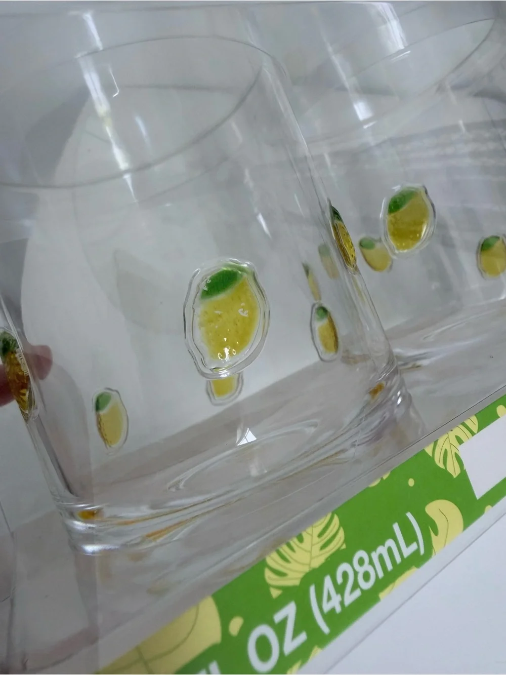 Lemon Print Clear Plastic Cup Set - 2 Pack